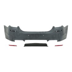Set bara spate BMW Seria 5 (F10), 12.2009-08.2017, cu catadioptri, cu gauri senzori parcare; grunduit, de vopsit; type M5; cu spoiler; cu gauri pentr
