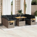 Gossi set mobilier de gradina cu perne, 10 piese, gri, poliratan