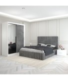 Dormitor Luca Gri Cu Dulap Tapitat 160x200cm