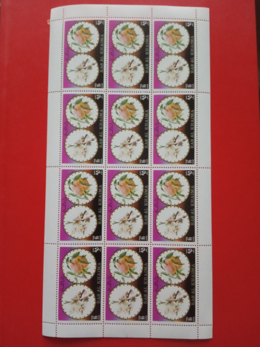 RAS AL KHAIMA, FLORI/FRUCTE - 12 X SERIE COMPLETĂ MNH (6 FOTO)