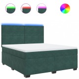 Cumpara ieftin Pat box spring cu saltea, verde inchis, 180x200 cm, catifea
