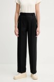 A.P.C. pantaloni de lana pantalon joseon femei, culoarea negru, drept, high waist, WOAPO.F08475