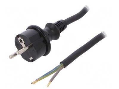 Cablu electric 3x1,5mm2 CEE 7/7 cu mufă SCHUKO gumă foto