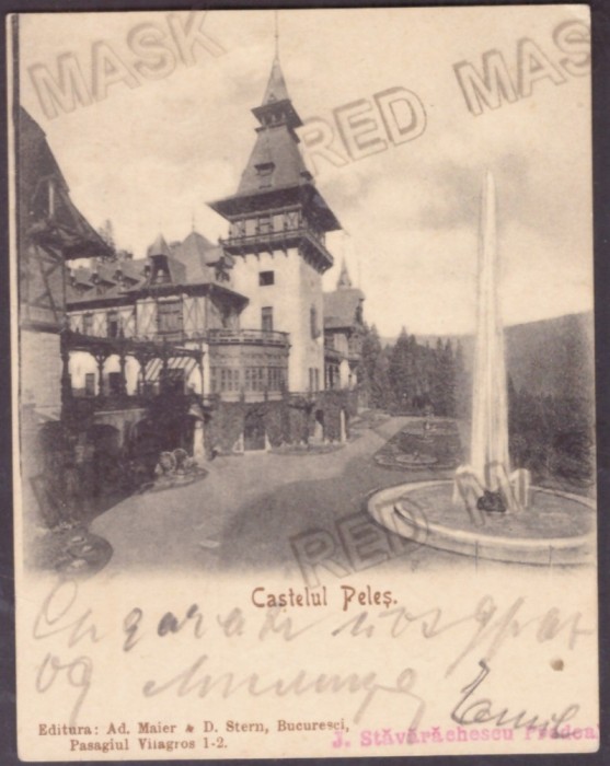 4519 - SINAIA, Peles Castle Litho ( 9/7 cm ) - old LILLIPUT postcard - used 1902