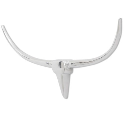 Decoratiune pentru perete tip cap de taur, aluminiu, 96 cm, argintiu foto