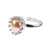 Inel Argint 925 Reglabil Coroana cu Perla Cultura Oranj 8mm Glambazaar