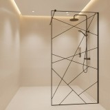 Paravan de dus Walk-In SASKATCHEWAN 100x195 cm, sticla 8 mm, negru