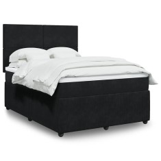 vidaXL Pat box spring cu saltea, negru, 140x200 cm, catifea 3292354