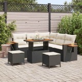 Cumpara ieftin Set de canapele pentru gradina 9 buc. 8-Locuri Negru si Crem