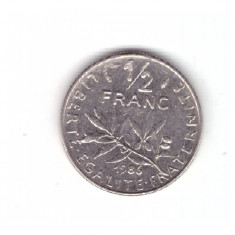 Moneda Franta 1/2 franc 1986, stare buna, curata