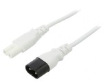 Cablu IEC C7 mamă - IEC C8 tată 1m alb 2,5A 250V