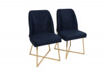 Set scaune 2 piese, Nmobb&nbsp;, Madrid 138, Metal, Auriu / Albastru &icirc;nchis