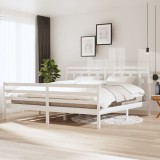 Cumpara ieftin Cadru de pat, alb, 200x200 cm, lemn masiv