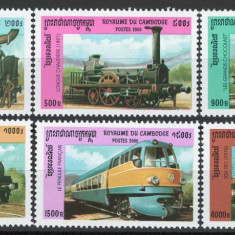 Cambodgia 2000 Mi 2054/59 MNH - Exp Int de timbre WIPA 2000, Viena: locomotive