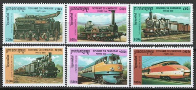 Cambodgia 2000 Mi 2054/59 MNH - Exp Int de timbre WIPA 2000, Viena: locomotive foto