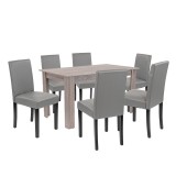 Set de masă Leon 6+1 stejar York gri