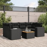 Cumpara ieftin Set canapele de grădină cu perne, 7 piese, negru, poliratan