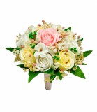 Buchet mic personalizabil cu trandafiri, floarea miresei si cires (Roz, Multicolor), Eventissimi&reg;