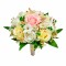 Buchet mic personalizabil cu trandafiri, floarea miresei si cires (Roz, Multicolor)
