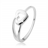 Inel din argint 925 cu contur de inimă şi braţ bifurcat - Marime inel: 49