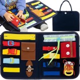 Gentuta Senzoriala Montessori , 14 Elemente Interactive, din Fetru, 28x33x2 cm, Kruzzel