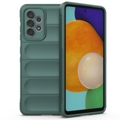 Husa pentru samsung galaxy a52 4g / a52 5g / a52s 5g, antisoc, margini striatii, magic shield, green foto