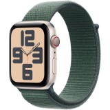 Apple Watch SE (2024), GPS, Cellular, Carcasa Starlight Aluminium 44mm, Lake Green Sport Loop