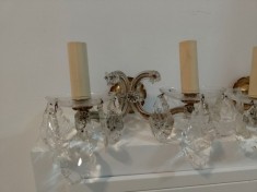 Superb set de 2 aplice electrice vechi in stil Victorian din bronz foto