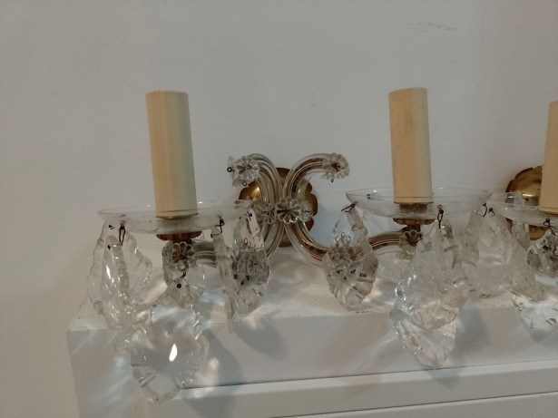 Superb set de 2 aplice electrice vechi in stil Victorian din bronz