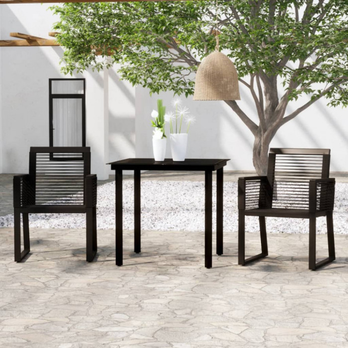 vidaXL Set de mobilier pentru grădină, 3 piese, negru