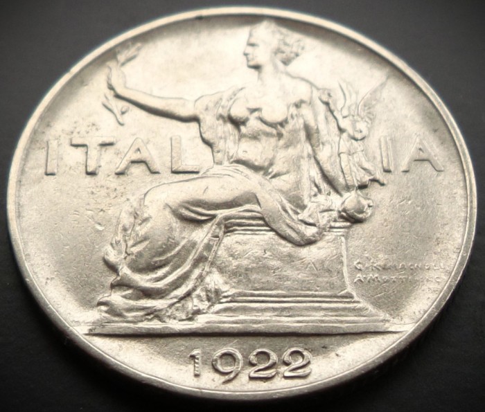 Moneda istorica (BUN PENTRU) 1 LIRA - ITALIA, anul 1922 * cod 2347 = excelenta