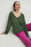 Medicine pulover femei, culoarea verde, călduros
