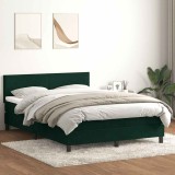 vidaXL Pat box spring cu saltea, verde &icirc;nchis, 160x220 cm, catifea 3316074