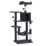 FEANDREA Ansamblu de joaca pentru pisici, tip copac, cu culcus, hamac si ascunzatoare, 55x45x143cm, gri inchis Household NewTrend