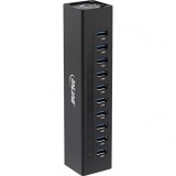 HUB USB 3.2 Gen1 cu 10 porturi USB-A + alimentare Aluminiu, InLine IL35395C