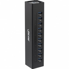 HUB USB 3.2 Gen1 cu 10 porturi USB-A + alimentare Aluminiu, InLine IL35395C