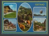 CPIB 25233 CARTE POSTALA - ELVETIA, GSTAAD 1050m, TELECABINA, VACI, CIRCULATA, 1985, STAMPILE, TIMBRU