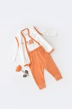 Set 3 piese Broscuta cu body, pantalonasi si vestuta din 80%bumbac organic si 20% poliester - Portocaliu, BabyCosy (Marime: 12-18 Luni)