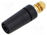 Conector banană 4mm 32A 1kV negru aurit Hirschmann T&amp;M M4 &icirc;nșurubare