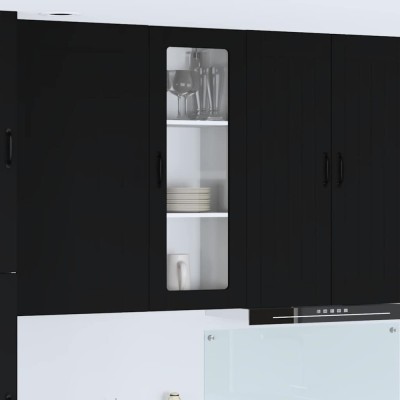 vidaXL Dulap suspendat de bucătărie cu raft Negru 40 x 31 x 100 cm 885096 foto