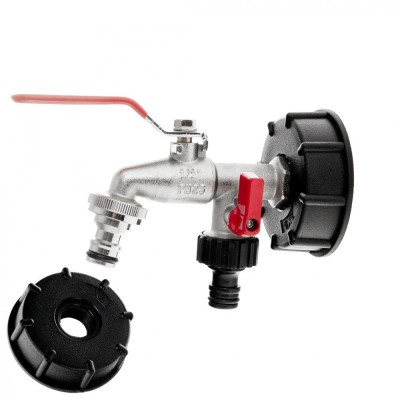 Set adaptor IBC S60 x 6 cu robinet 1 / 2&amp;quot;, 2 filete exterioare 3 / 4&amp;quot;, 2 racorduri pentru furtun, Geko G70191 foto