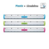 Rigla Keyroad KR971330, 30cm, aluminiu, diverse culori, cu suport creion