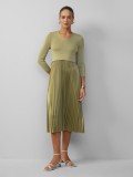 S.Oliver Black Label, Rochie midi cu fusta plisata, Verde (Marime: 44)