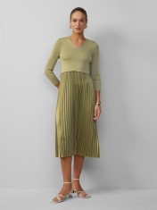 s.Oliver Black Label, Rochie midi cu fusta plisata, Verde (Marime: 44) foto
