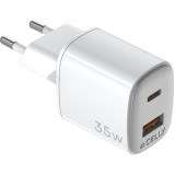 Incarcator retea Celly UPTC1USB1USBC35, 35W, USB-C + USB-A, Alb