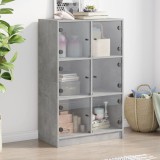 vidaXL Dulapuri &icirc;nalte cu uși, gri beton, 68x37x109 cm, lemn prelucrat