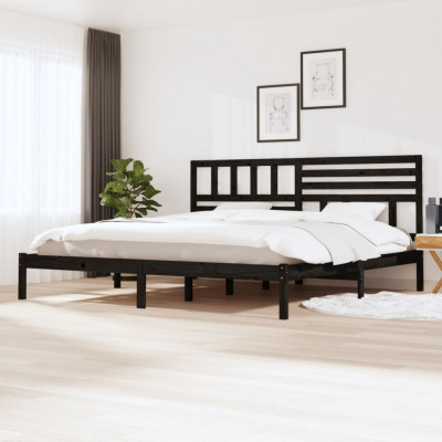 vidaXL Cadru de pat Super King, negru, 180x200 cm, lemn masiv de pin foto