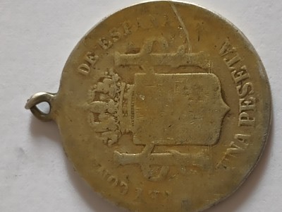 Moneda MEDALION ARGINT, UNA PESETA , ALFONSO REGELE SPANIEI foto