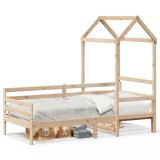 Cumpara ieftin Pat de zi cu acoperis, 80x200 cm, lemn masiv de pin