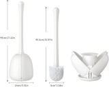 Perie de toaleta cu suport Sangfor, PP/silicon, alb, 14 x 44 cm